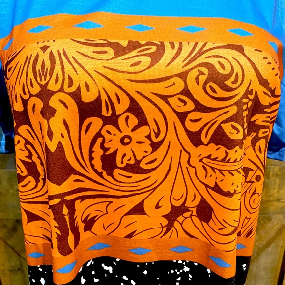 Electric Blue & Tooled Leather Print Splatter Paint Tee - Picture 11 of 13